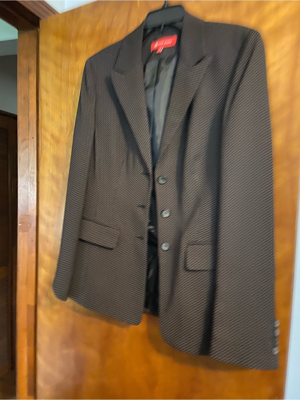 Anne Klein Brown Textured Three-Button Blazer